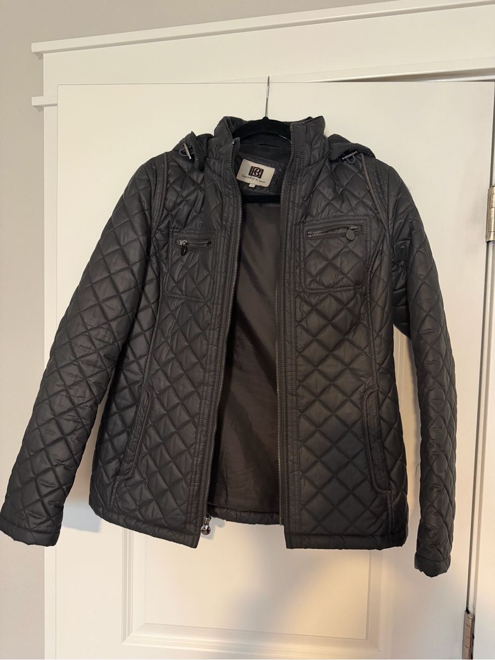 Laundry by Design Black Quilted Puffer Jacket with Hood